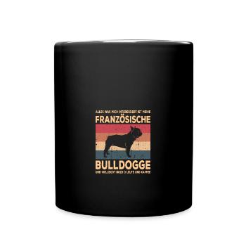 Französische Bulldogge French Bulldog Frenchie - Tasse einfarbig - Schwarz - Vorne