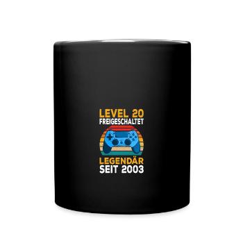 Level 20 freigeschalten Zocken Pc Zocker Gaming - Tasse einfarbig - Schwarz - Vorne