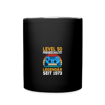 Level 50 freigeschalten Zocken Pc Zocker Gaming - Tasse einfarbig - Schwarz - Vorne