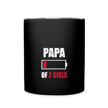 Dad of 2 Girls Girl Dead Battery for Father's Day - Full Colour Mug - black - Front