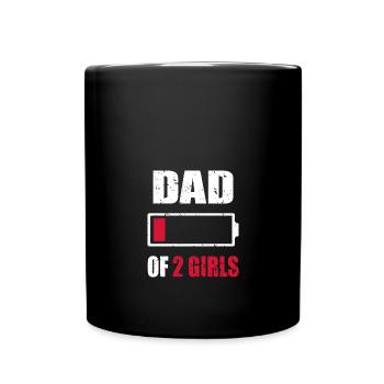 Papa de 2 filles Girl Dead Battery pour la fête des pères - Mug uni - noir - Devant