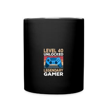 Level 40 Unlocked 40th Birthday Gamer - Full Colour Mug - black - Front
