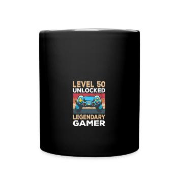 Level 50 Unlocked 50th Birthday Gamer - Full Colour Mug - black - Front