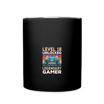 Level 18 Unlocked 18th Birthday Gamer - Full Colour Mug - black - Front