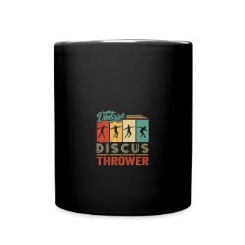 Diskus Athlete Vintage Retro Discus Werfer - Tasse einfarbig - Schwarz - Vorne