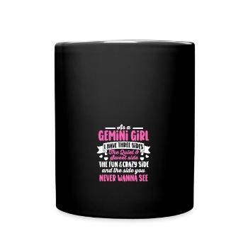 Gémeaux Je suis une fille Gémeaux J’ai trois côtés drôle - Mug uni - noir - Devant