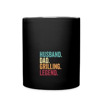 Grilling BBQ Father Funny Husband Grill Dad Legend - Full Colour Mug - black - Front