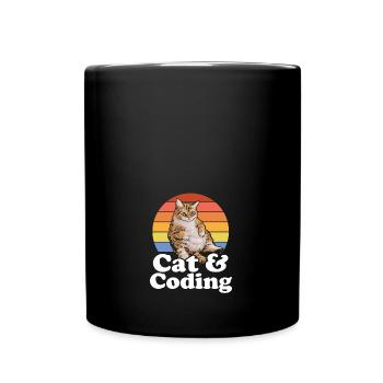 Cats And Coding Funny Coder Cat Lover Programming - Full Colour Mug - black - Front