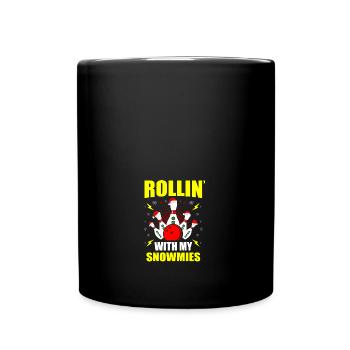 Funny Xmas Rollin With My Snowmies Snow Bowling - Tasse einfarbig - Schwarz - Vorne