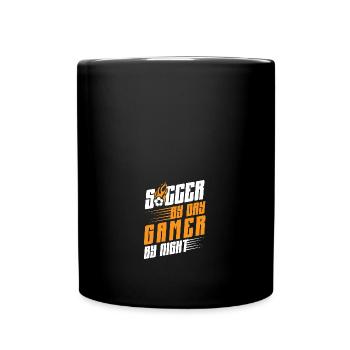 Funny Soccer By Day Gamer By Night Gamer - Tasse einfarbig - Schwarz - Vorne