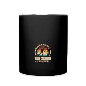 Drôle d’école est important, mais le ski est - Mug uni - noir - Devant