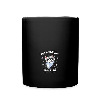 Snowboard Funny Meowtains Ski Lover Cat Mountain - Full Colour Mug - black - Front
