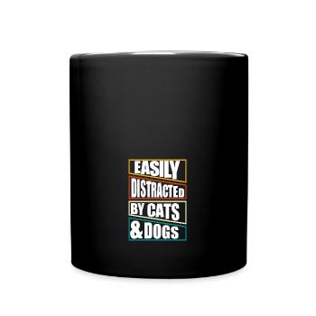 facilement distrait par les chats et les chiens - Mug uni - noir - Devant