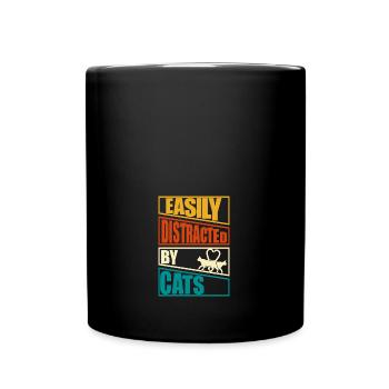 facilement distrait par les chats chaton - Mug uni - noir - Devant