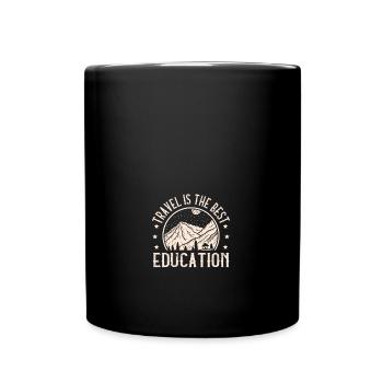 Travel is the best education hiker camping - Full Colour Mug - black - Front