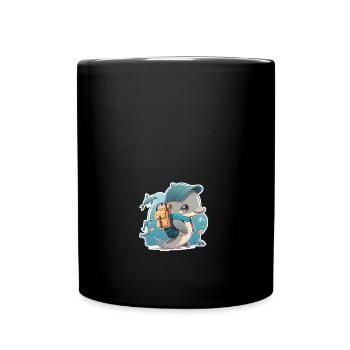 100 days of school dolphin smarter kids - Tasse einfarbig - Schwarz - Vorne