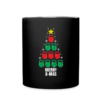 Entraînement de vacances de Noël drôle Kettlebells Tree - Mug uni - noir - Devant
