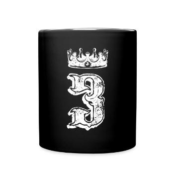 3 Zahl Krone - Tasse einfarbig - Schwarz - Vorne