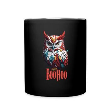 Eule Owl Lustig Boohoo Halloween Eulenliebhaber - Tasse einfarbig - Schwarz - Vorne