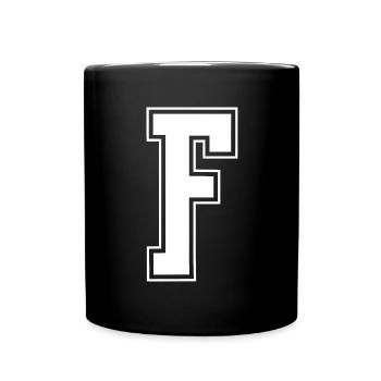 Varsity Buchstabe F College Look - Tasse einfarbig - Schwarz - Vorne