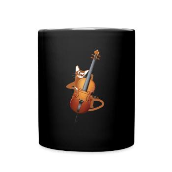Cello Cat Orchestra Classical Music Violoncello - Full Colour Mug - black - Front