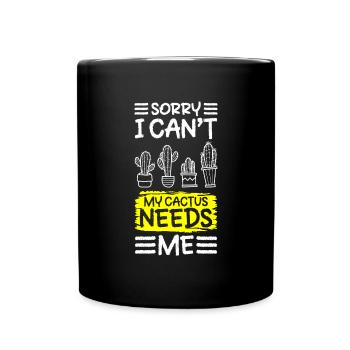 Kakteen Wüste Garten Humor - Tasse einfarbig - Schwarz - Vorne