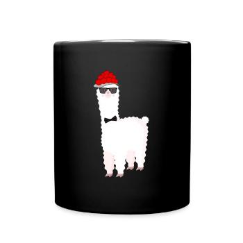 Schwarzwaldmädel Bollenhut Schwarzwald Lama Motiv - Tasse einfarbig - Schwarz - Vorne