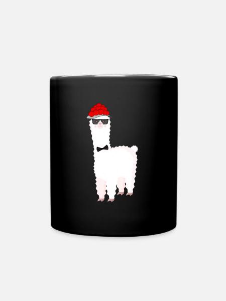Schwarzwaldmädel Bollenhut Schwarzwald Lama Motiv - Tasse einfarbig - Schwarz
