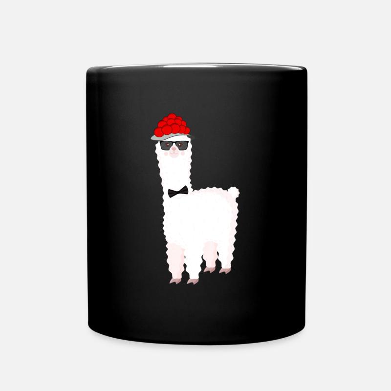Schwarzwaldmädel Bollenhut Schwarzwald Lama Motiv - Tasse einfarbig - Schwarz