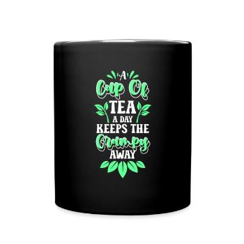 Teetasse Oma Früchtetee Teekanne - Tasse einfarbig - Schwarz - Vorne