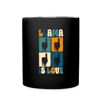 Llama Nutztier Südamerika Sanft - Tasse einfarbig - Schwarz - Vorne