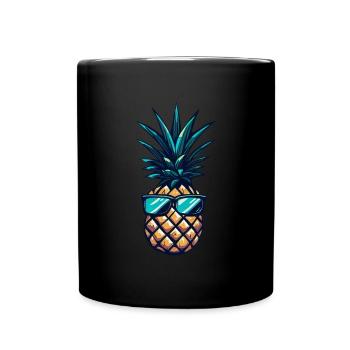 Cool pineapple with sunglasses - Full Colour Mug - black - Front