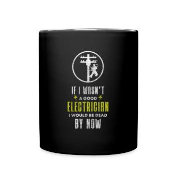 Electrician Men Electric High Voltage - Full Colour Mug - black - Front