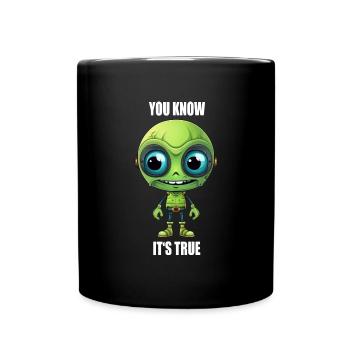 Tête de cyborg extraterrestre vert avec des dents - « Vous le savez » - Mug uni - noir - Devant