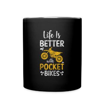 Pocket bike two-wheeler dust off-road bike - Full Colour Mug - black - Front