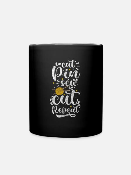 Schneider Faden Nähen Näherin - Tasse einfarbig - Schwarz