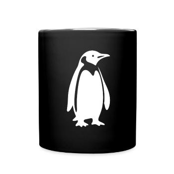 Cool Penguin Silhouette Minimalist Design - Full Colour Mug - black - Front