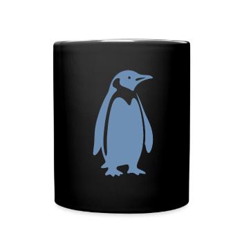 Cool Penguin Silhouette Minimalist Design - Full Colour Mug - black - Front
