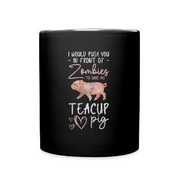 Teacup Piggy Heart - Full Colour Mug - black - Front
