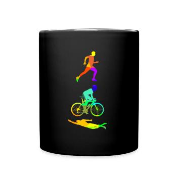 Triathlon Rainbow Colors Polygon Sport - Full Colour Mug - black - Front