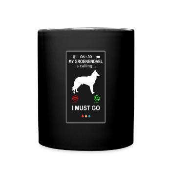 Groenendael Le berger belge appelle - Mug uni - noir - Devant