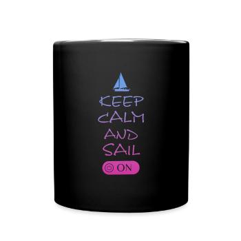 Sailing, Sail On, Spruch für Segler - Tasse einfarbig - Schwarz - Vorne