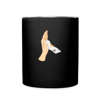 High Five with Cat White Hand - Full Colour Mug - black - Front
