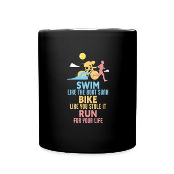 Triathlon Swim Bike Run Retro Triathlète - Mug uni - noir - Devant