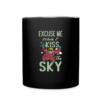 Excuse Me While I Kiss The Sky Funny Skydiver Sky - Tasse einfarbig - Schwarz - Vorne