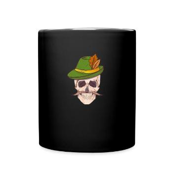 Skull skull with traditional hat and beard - Full Colour Mug - black - Front