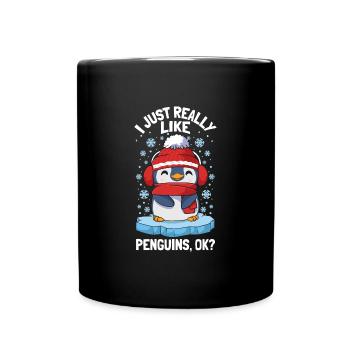 J’aime vraiment les pingouins Mignon pingouin d’hiver - Mug uni - noir - Devant