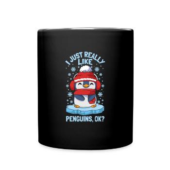 J’aime vraiment les pingouins Mignon pingouin d’hiver - Mug uni - noir - Devant