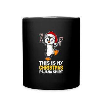 This Is My Christmas Pajama Shirt Süßer Pinguin - Tasse einfarbig - Schwarz - Vorne