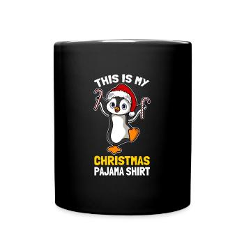 This Is My Christmas Pajama Shirt Süßer Pinguin - Tasse einfarbig - Schwarz - Vorne